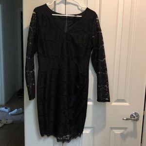 black lace long sleeve dress